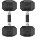 HANDBODE Hex Rubber Dumbbells - Enhanced Grip for Secure & Ergonomic Hold - Ideal for Strength Training and Home Gym Workouts, 20 LB Pair