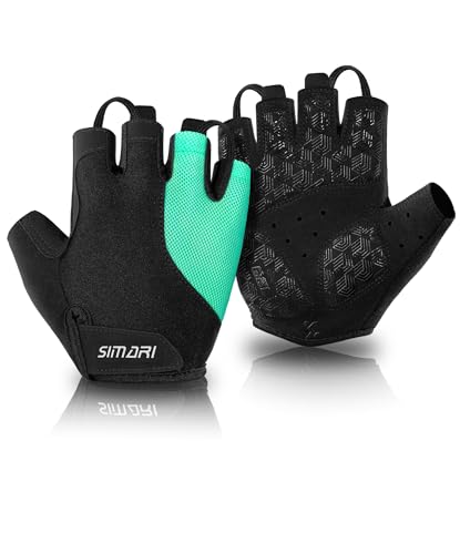 SIMARI Gel Pad Cycling Gloves with Shock-Absorbing/Grip/Breathable, Workout Bike Gloves for Men Women Biking, Mountain Biking, Fitness, Gym Exercise, Weight Lifting Training, Yoga, Pilates - color: 4-Cyan, size: Small