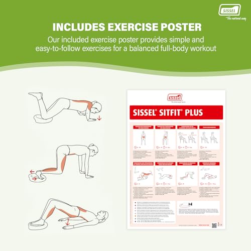 SISSEL SITFIT 14in Red | Active Sitting & Training | Strengthens Back & Pelvic Floor Muscles | Versatile Use: Legs & Veins | Adjustable Pressure | Includes Exercise Poster - color: Red