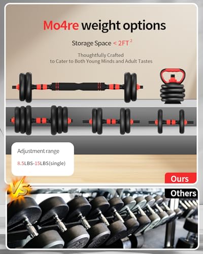 Adjustable Dumbbells,20/30/40/60/80lbs Free Weight Set with Connector, 4 in1 Dumbbells Set Used as Barbell/Kettlebells/Push up Stand, Fitness Workout Equipment for Home Gym for Youth,Women/Men - color: Black 30LBS (15LBS*2) + Kettlebell Handle (1.76LBS*2)