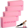 RoundFunny 4 Pack Yoga Blocks Non Slip Pilates Brick Foam Blocks Pilates Dance Gymnastics Workout Fitness Props Tool for Stretching Meditation and Exercise - color: Pink