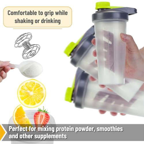 Mr. Pen- Shaker Bottles for Protein Mixes with Twist Cap, 28 oz, Gray/Green | Protein Shaker Bottle with Wire Whisk Ball - color: Gray/Green