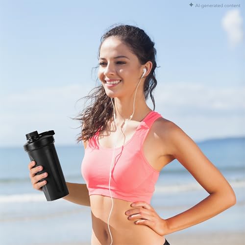 Mr. Pen- Shaker Bottles for Protein Mixes with Twist Cap, 28 oz | Black Protein Shaker Bottle with Wire Whisk Ball, Shaker Cup, Mixer Bottle, Fathers Day Gift - color: Black