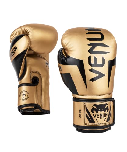 Venum Elite Boxing Gloves - color: Gold/Black, size: 10-Ounce