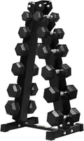 RitFit Rubber Coated Hex Dumbbell Set with Rack, 5-780LB for Home Gym Strength Training, Anti-Slip Knurled Handle, Hexagon Anti-Roll, Heavy-Duty Storage Rack - style: 210 LB Set（5-30LB)