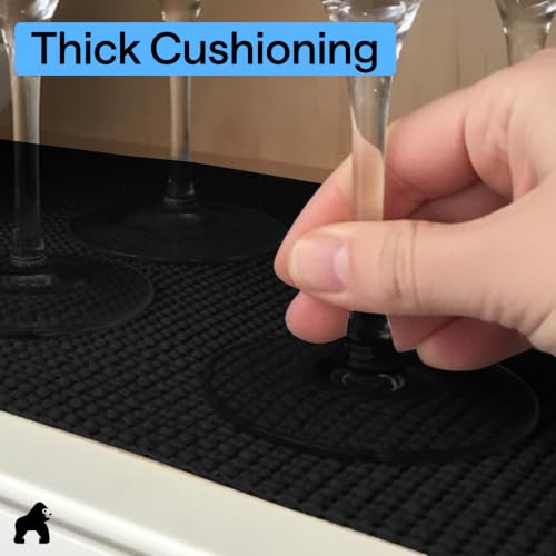 GORILLA GRIP powerGRIP Drawer Shelf and Cabinet Liner, Thick Strong Hold, Non-Adhesive Liners Protect Kitchen Cabinets and Cupboard, Bathroom Drawers, Easy Install, Breathable Mat, 12" x10', Black - color: Black, size: 12" X 10', style: 12" x 10'