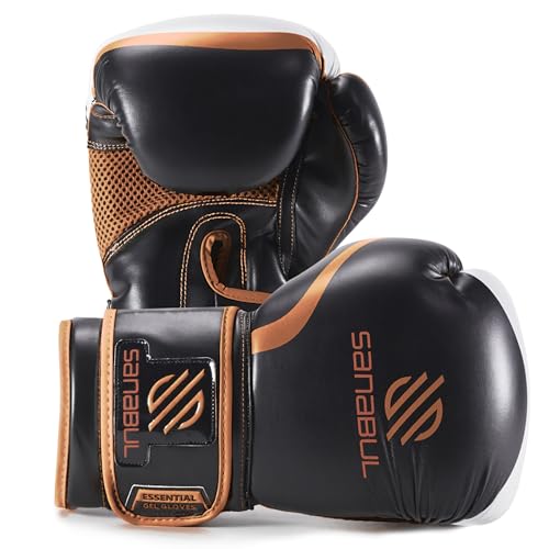 Sanabul Essential Gel Boxing Gloves for Men & Women, Kickboxing MMA, Muay Thai Gloves and Heavy Bag Training Punching & Sparring - color: Black/Copper, size: 10 oz