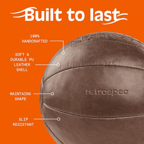 Core Weighted Medicine Ball 4, 6, 8, 10, 12, 14, 16, 20, 25, 30 lbs, Soft Touch Vegan Leather with Sturdy Grip for Strength Training, Recovery, Balance Exercises and Other Full-Body Workouts - color: Brown, style: 30 lbs