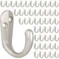 IBosins 50PCS Coat Hooks Wall Mounted Single Prong Robe Hook for Hanging Towel Hooks with 100 Screws for Cup, Mug, Bags, Hat, Cap, Scarf, Pet leashes - color: 50 Pcs Silvery