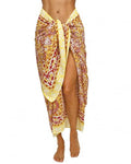 100% Cotton Hand Block Print Pareo Sarong Swimsuit Wrap Skirt Cover Up Long Women’s Apparel Fabric Beach Bikni (73" x 44") - color: Yellow 3