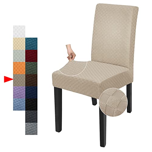 YEMYHOM 2 Packs Latest Checkered Dining Chair Slipcover Parsons Chair Furniture Protector Stretch Chair Covers for Dining Room, Restaurant, Kitchen, Party (Khaki) - color: Khaki, size: 2 Packs - Dining Chair