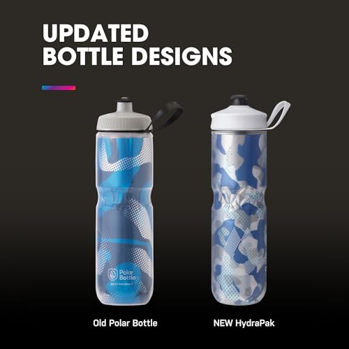 HydraPak | Polar Bottle - Polar Sport Insulated Water Bottle - BPA-Free, Sport & Bike Squeeze Bottle with Handle (Contender Black, 600ml / 20oz) - color: Contender Black, style: 20oz/600ml
