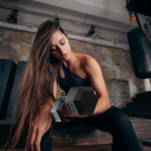BalanceFrom Rubber Coated Hex Dumbbell Set with A-Frame Rack, Black – Solid Cast Iron Home Gym Weights with Chrome Handles for Full-Body Strength Training and Muscle Toning