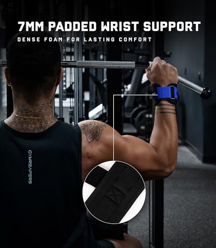 Gymreapers GripLink Lifting Straps – Heavy Duty D-Ring Weight Lifting Wrist Straps with Anti-Slip Silicone Grip Beads, Adjustable Support for Deadlifts, Powerlifting, Cable Machines & Gym Training - color: Electric Blue