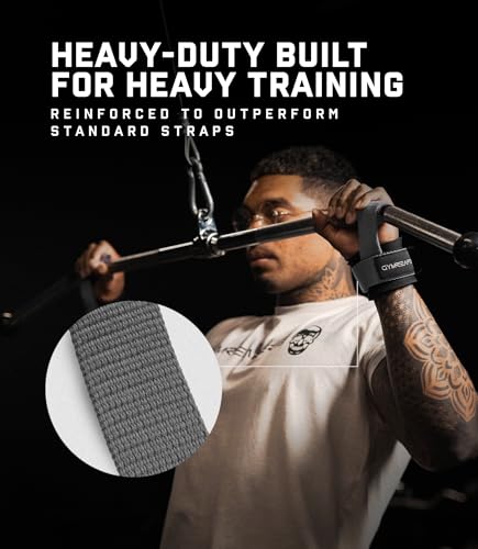 Gymreapers Weight Lifting Straps With Dowel - Wrist Straps for Weightlifting - Workout Deadlift Wrist Weights - Reinforced Stitching & Padded Fit Gym Accessories for Strength & Gym Hand Grip - color: Gray