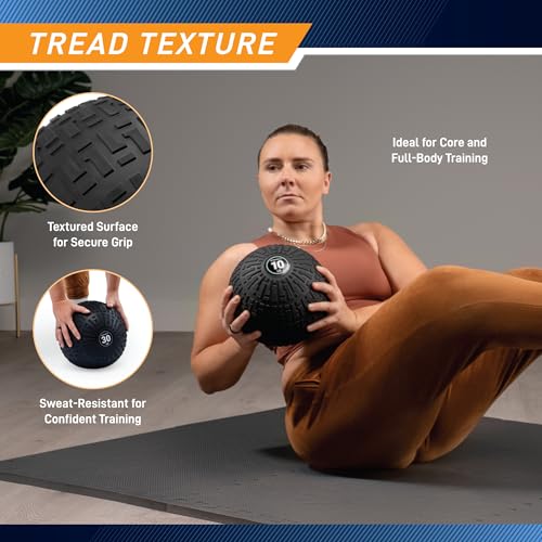 Marcy Slam Ball, 10–50 lbs Dead Weight, Non-Bounce, Sand-Filled Medicine Ball with Durable PVC Shell & Textured Grip for Slams, Tosses, Core & Full Body Training - size: 35 LB