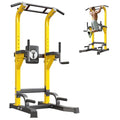 SogesPower Multi-Function Power Tower Pull Up Bar Station for Home Gym | 10-Level Adjustable Height Pull Up Bar Stand Dip Station Strength Training Workout Equipment - color: Yellow
