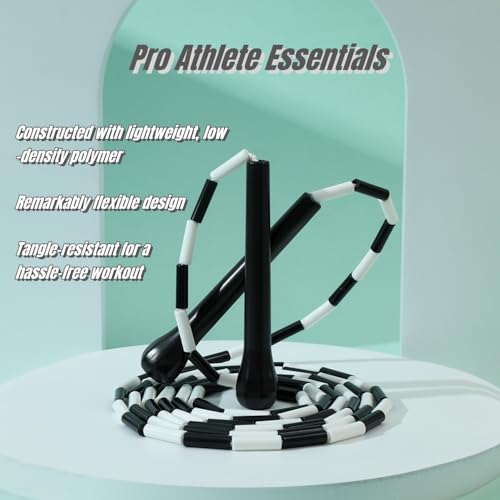 Experience Smooth and Adjustable Jumping with the IDOU Beaded Jump Rope - Unbreakable Handles, Tangle-Free Rotation, and Customizable Length. The Ultimate Fitness Companion! - color: 2 PACK Black & W Beaded