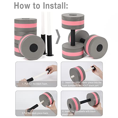 Water Dumbbells, 2Pcs Foam Barbells Water Aerobics Weight for Pool Exercise | EVA Foam, Aquatic Pool Fitness, Exercise Equipment, Lightweight, High Density, Water Resistance Weight Loss for Therapy - color: Grey