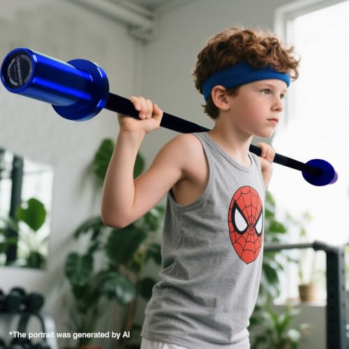 Kids Barbell 5LB Mini Barbell Bar 4ft for Beginner Women & Kids Weighted Bar, Compatible with 2-Inch Weight Plates, for Strength Training Gym Weight Lifting - color: Black&Blue