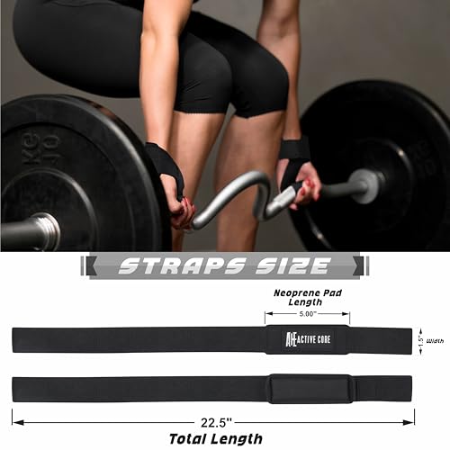 Lifting Wrist Straps for Weightlifting, Weight Lifting Straps Gym Strength Training, Neoprene Padded Wrist Support, Deadlift Straps for Men & Women, 22.5 Inch Cotton - color: Black
