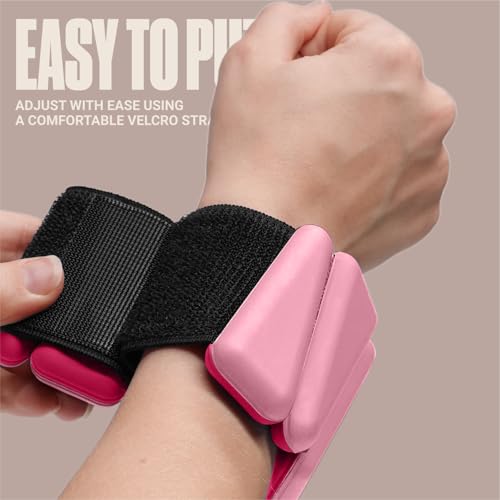 SPORTBIT Wrist and Ankle Weights for Women - Set of 2 (1lb Each) Wearable Ankle & Wrist Weights - Leg & Arm Bands, Silicone Weighted Bracelets for Workout, Walking, Running, Yoga, Pilates - color: Bright Pink