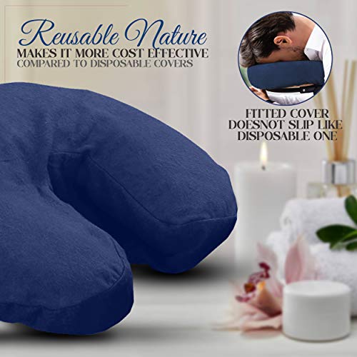 London Linens Pack of 10, Premium Extra Thick 100% Cotton Flannel Massage Tables Face Cradle Covers Cozies Fitted - Includes 10 pcs (Blue) - color: Blue, size: 10