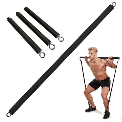 Resistance Band Bar, Adjustable from 27" to 41", Portable Pilates Bar, Resistance Training Straight Bar, Home Gym Fitness Workout Bar