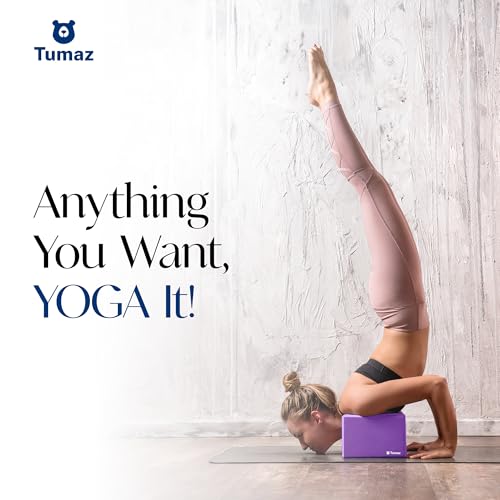 Tumaz Non-Slip Yoga Blocks，High-Density EVA Foam 2 Pack for Yoga & Pilates | High-Density Support | Lightweight | EVA Foam | Non-Slip Stability | Free Yoga E-Book - color: purple-2ps