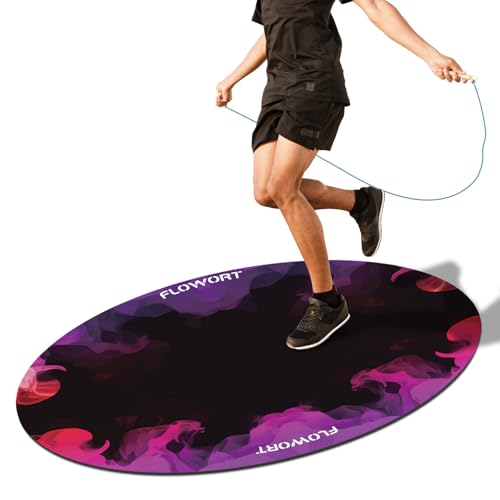 Cheete Jump Rope Mat Large Rubber Exercise Mat Indoor Outdoor Shock Absorbing Mat Non-Slip Oval Design for Floor & Rope Protection, Workout Mats for Home Gym Flooring - color: Red＆Purple