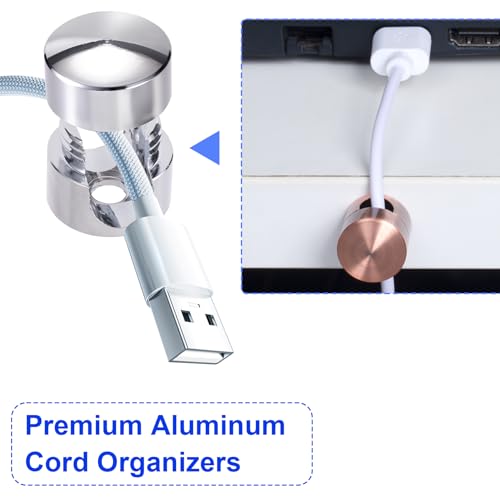 SmallCat 3 Sets Charger Holders for Cords, Adjustable Cable Anchor Holders, Adhesive Metal Cord Clips, Cable Management Wire Organizers for Desk, Office, Nightstand - Gold, Red Bronze, Silver - color: Gold, Red Bronze, Silver, size: 3 Sets