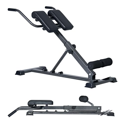 SogesPower Roman Chair Back Extension Machine, Hyperextension Bench for Hamstring,Adjustable and Foldable Exercise Equipment for Home Gym