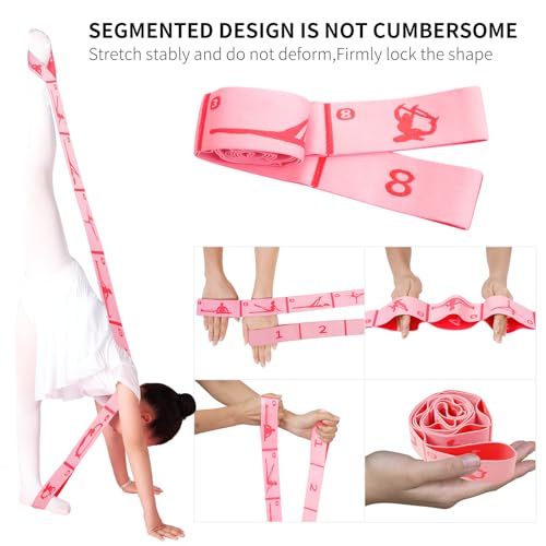 8 Loops Stretching Strap for Kids, Extended Dance Stretch Band Elastic for Ballet & Gymnastics, Children's Resistance Bands for Flexibility Training, Dance Equipment for Girls - color: Pink