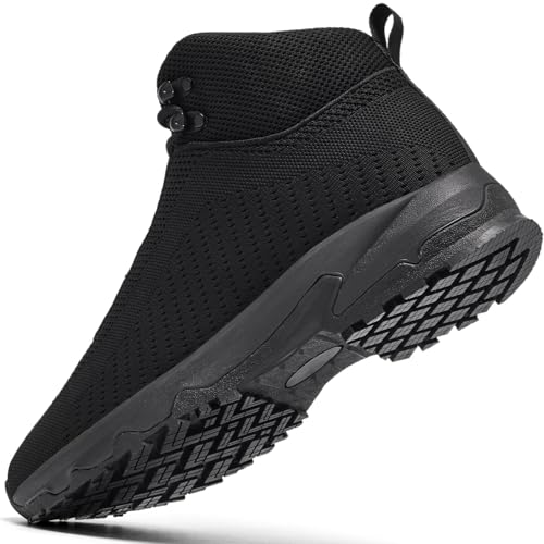 SHULOOK Non Slip Work Boots for Men Slip Resistant Lightweight Kitchen Chef Shoes for Restaurant Food Service Comfy Working Shoe Ankle Support Mesh Walking Footwear Black - size: 11.5