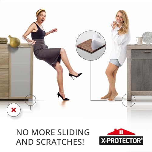 Non Slip Furniture Pads X-PROTECTOR 48PCS - 32pcs 1” Round +16pcs 2" Square | Furniture Grippers! Rubber Feet Hardwood Floor Protectors for Furniture Legs - Couch Stoppers - Keep Furniture in Place! - size: 1 & 2 inch 48 Mixed