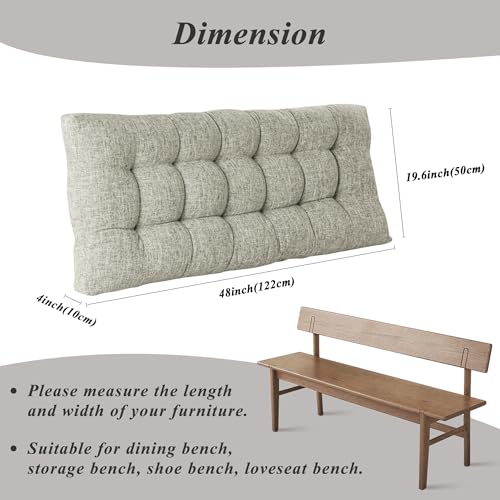 Indoor Bench Cushion for Indoor Furniture 48"x19" Heather Gray 1 Pc - color: Heather Gray