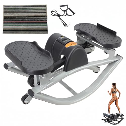 Low-Impact Lateral Rocking Fitness Stepper for Knees and Joints,Home Workout Machine,Rock Stepper Machine with Digital Display,Track Time,Reps,Calories for Legs,Glutes,Abs - size: Grey