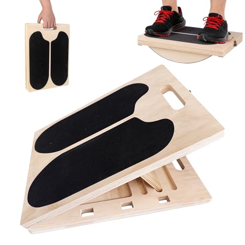 ZALL Wooden 2-in-1 Slant & Balance Board, Adjustable Wobble Design for Calf Stretch Exercise, Knee Ankle Heel Foot Pain Relief