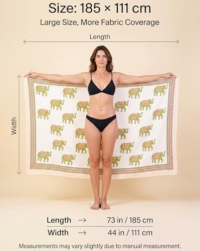 Beach Cover Ups for Women, Cotton Sarong Wrap Pareo | 100% Cotton Sarong Wraps For Women, 73 x 44 In. Pareo Beach Wrap, Bikini Cover Up, Bathing Suit Cover Up, Resort Wear - color: Multi 1