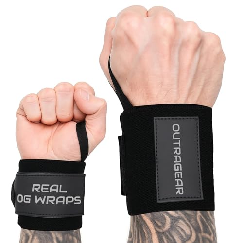 18" OG-Grade Wrist Wraps for Weightlifting – Heavy Duty Wrist Support with Thumb Loop & Lockdown Strap – Wrist Straps for Powerlifting, Bench Press & Gym Training - style: Victory Black