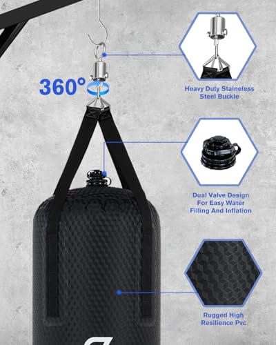 Water Punching Bag 4FT Heavy Bag for Boxing - Adjustable Weight (60 to 120 lbs) with Anti-Leak Design, Heavy-Duty Aqua Training Bag for Adults - color: Diamond Black