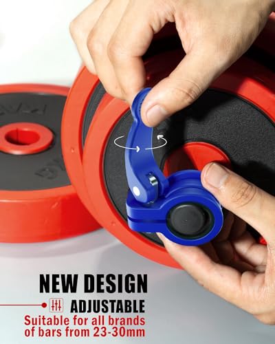 Narrow Barbell Clips 2.5cm Width for Olympic Bars, 0.9-1.18inch Adjustable Weight Clamps, Quick Release Locking Collars for Weightlifting - color: BIUE