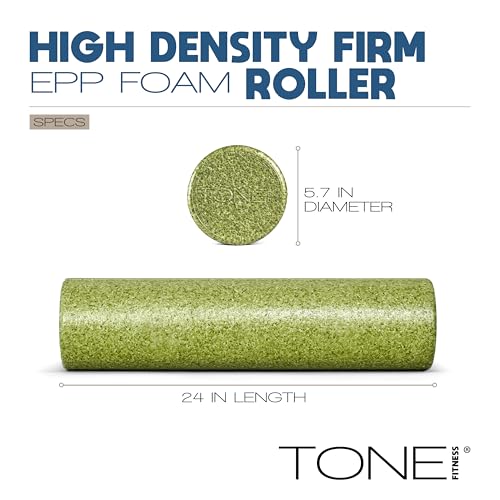 Tone Fitness High Density EPP Foam Exercise Foam Roller for Yoga, Pilates, Stretching, Massage, and Recovery | Multiple Sizes and Colors - color: Black, size: 24 Inch