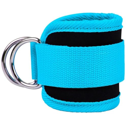 Ankle Strap Ankle Resistance Band Wrist Cuff Padded Strap Adjustable Fitness Glute Kickback D-Ring for Cable Machine Gym Foot Leg Training Brace Support 1 Pack - color: azure