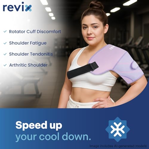 REVIX XL Shoulder Ice Pack Wrap & Brace for Rotator Cuff & Arm, 2 Gel Pack | Reusable Gel Shoulder Brace for Surgery Recovery, Rotator Cuff & Muscle Relief; for Men & Women, Purple - size: Large, style: Purple, 2 Gel Packs+1 Shoulder Brace