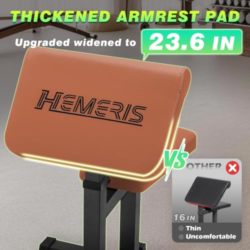 Preacher Curl Bench, Max Load 450 LBS Strength Training Bench Home Gym Bench Fitness Equipment,6-Level Seated Barbell Dumbbell Bicep Curl Machine Weight Bench - color: Brown