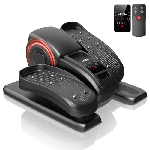 Under Desk Elliptical Machine Seated Pedal Exerciser | Quiet Leg Exerciser While Sitting, Mini Portable Leg Exercise Machine with Remote, Adjustable 12-Speeds, Manual & Auto Mode - color: Orange-Black