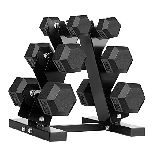 Hex Dumbbells Rubber Coated Cast Iron Hex Black Dumbbell Free Weights for Exercises - style: 12 Pounds / Pair