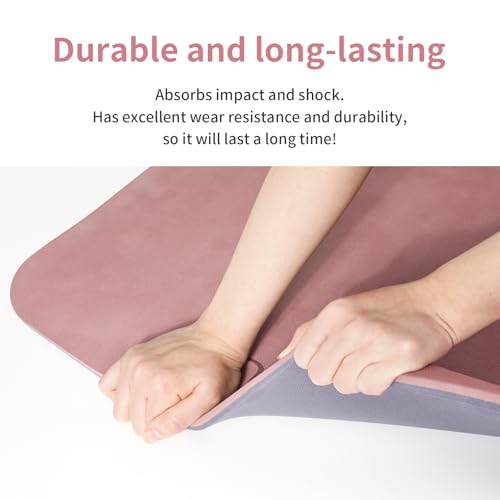 PAIDU Yoga Mat Non Slip Anti-tear,extra thick-2/5 inch（10MM）High Resiliency Professional POE Yoga Mats for Women Men Kids,72"x24"inch,Workout, Yoga, Pilates and Floor Exercise, with Carrier Strap - color: Deep Pink+Grey