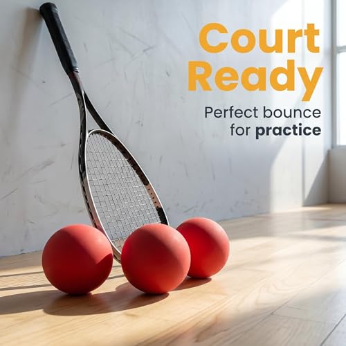 Red Practice Squash Balls 3 Pack High Bounce Reflex Ball for Beginners Reaction Ball Racquetball Training